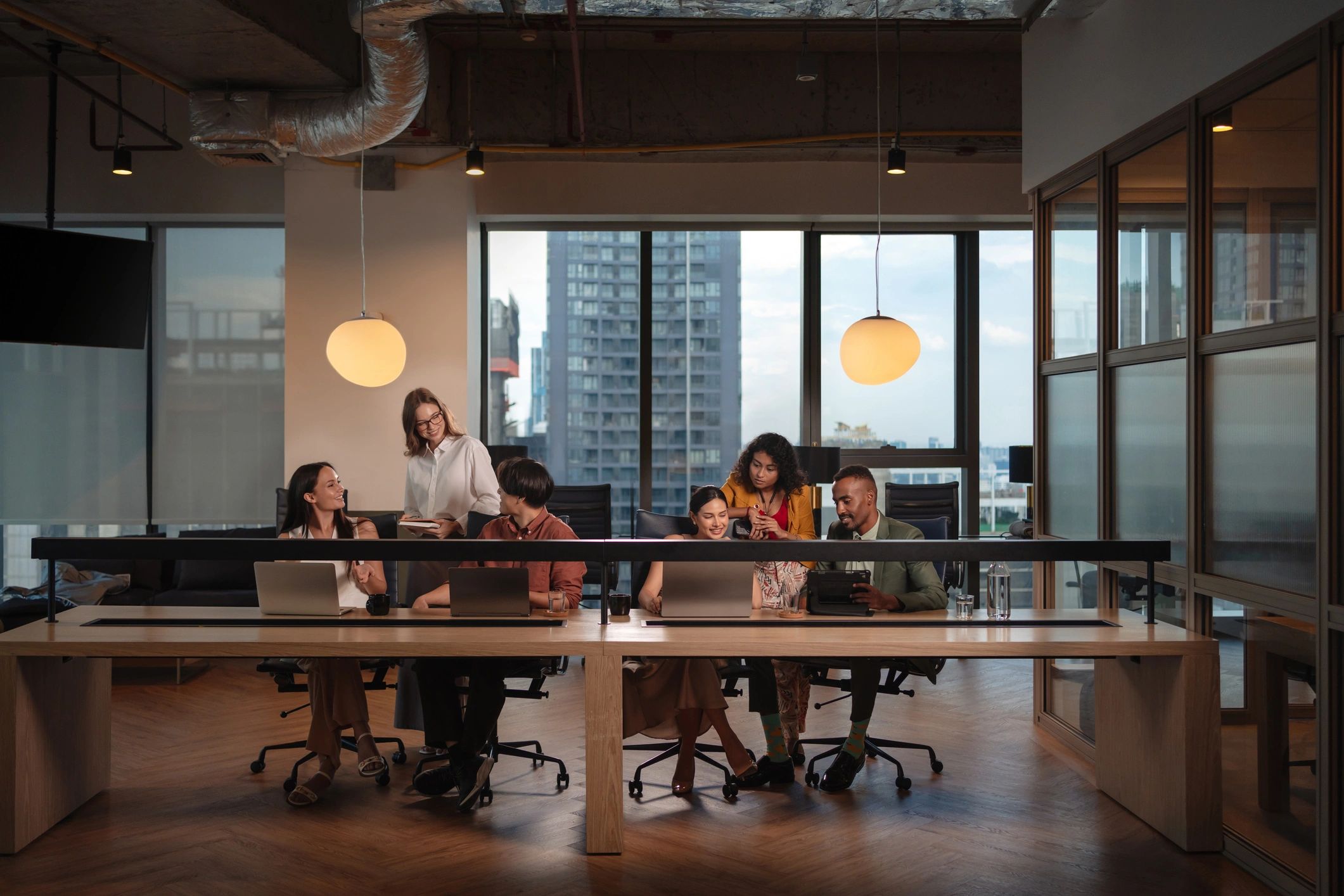 Business team collaborating in a modern office